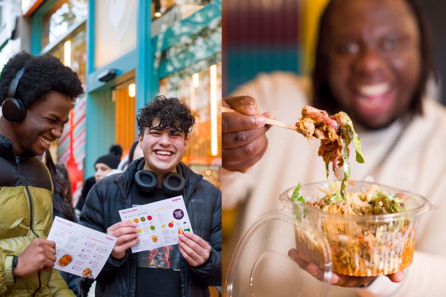 Birmingham restaurant opening event PR photography, customers reading the menu, and enjoying the food